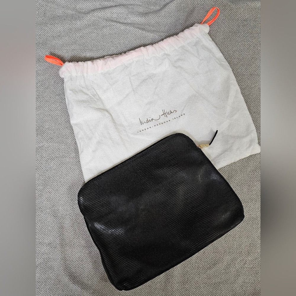 India Hicks Black Textured Leather Portfolio - Picture 3 of 13